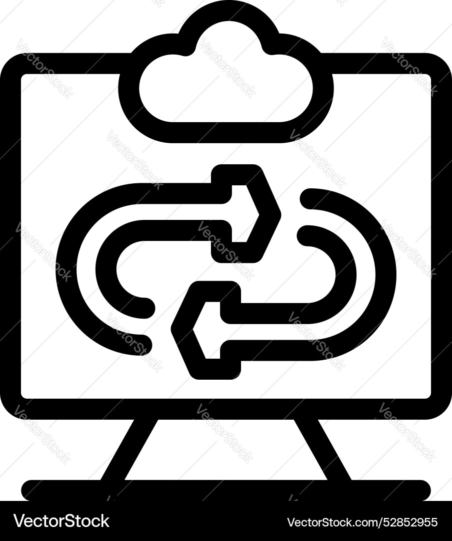 Computer showing cloud computing synchronization Computer showing cloud computing synchronization vector image