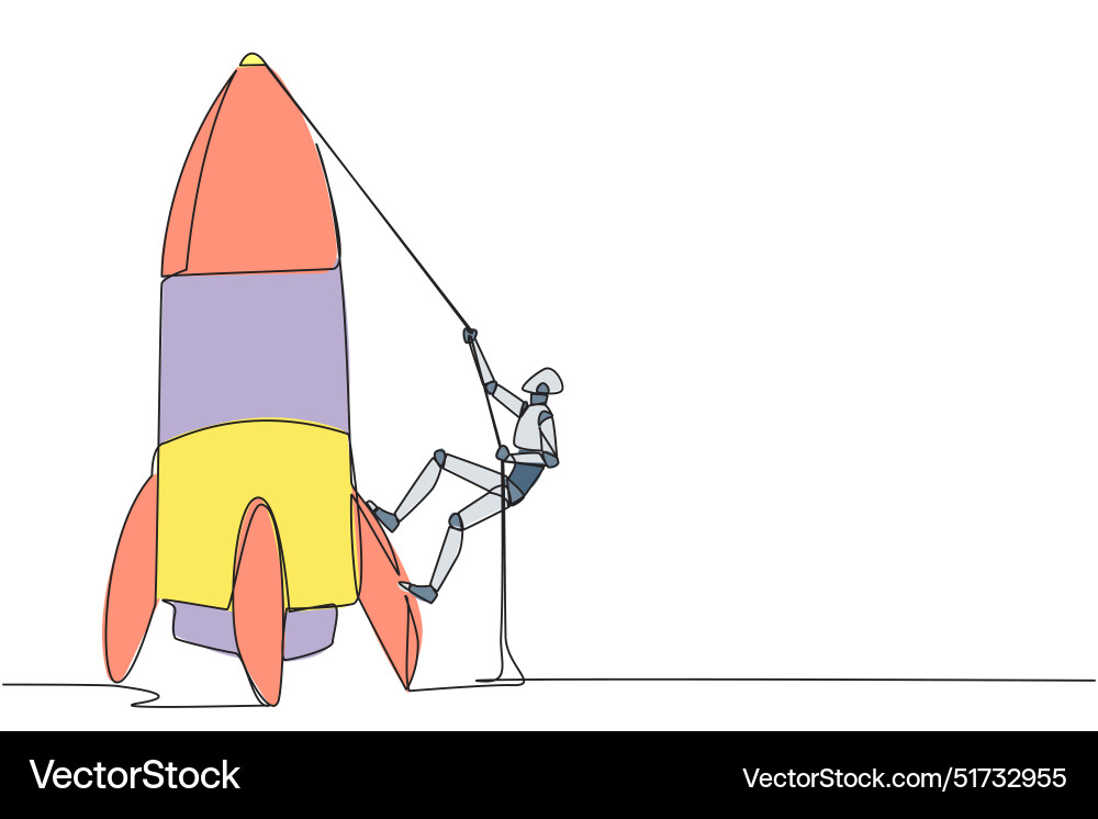 Continuous one line drawing smart robot climbs Continuous one line drawing smart robot climbs vector image