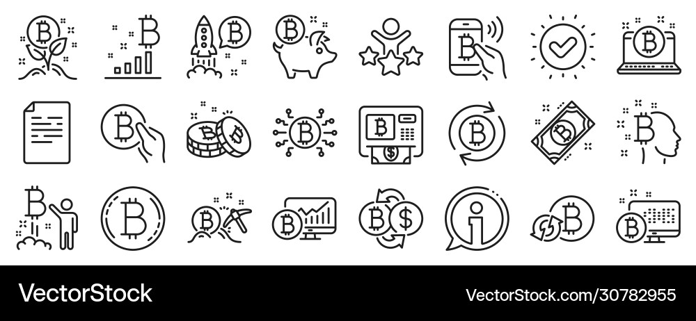 Cryptocurrency line icons set blockchain Vector Image