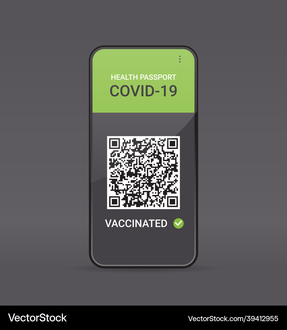 Digital immunity passport with qr code Digital immunity passport with qr code Vector Image