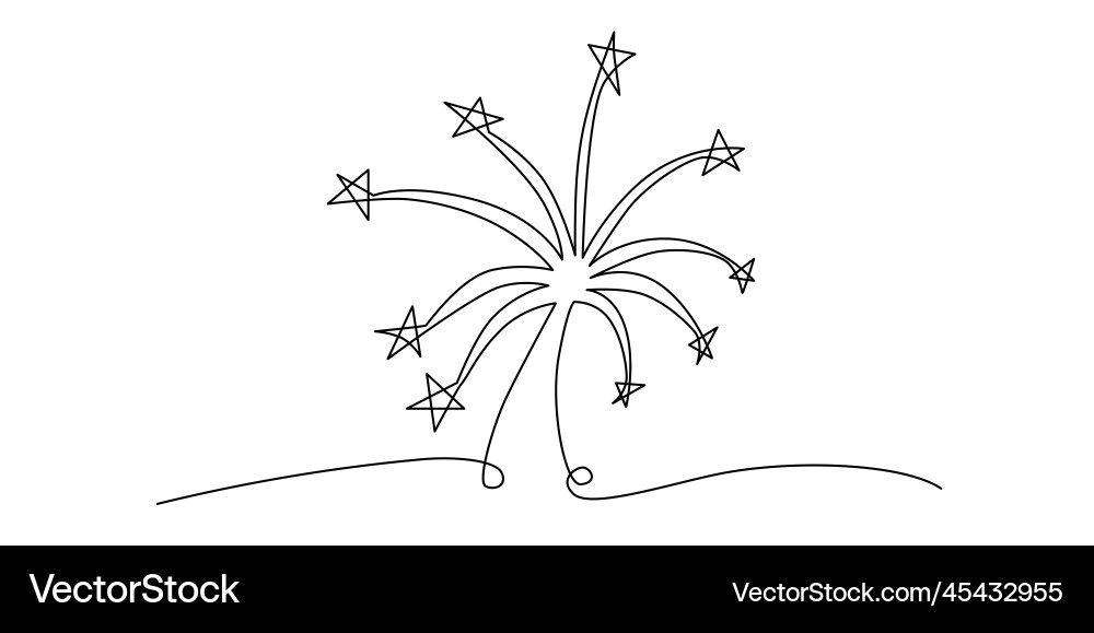 Firework continuous single line stock Firework continuous single line stock Vector Image