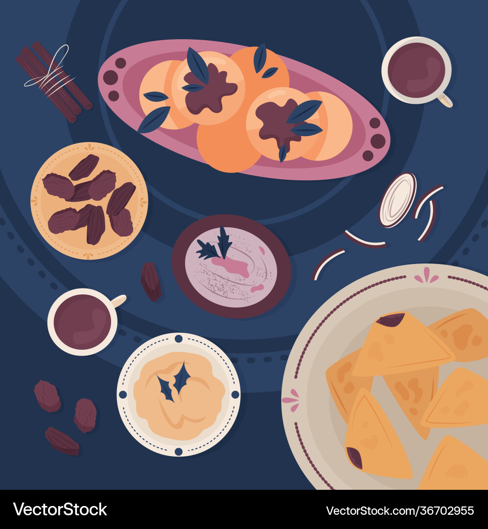 Flat iftar meal Vector Image