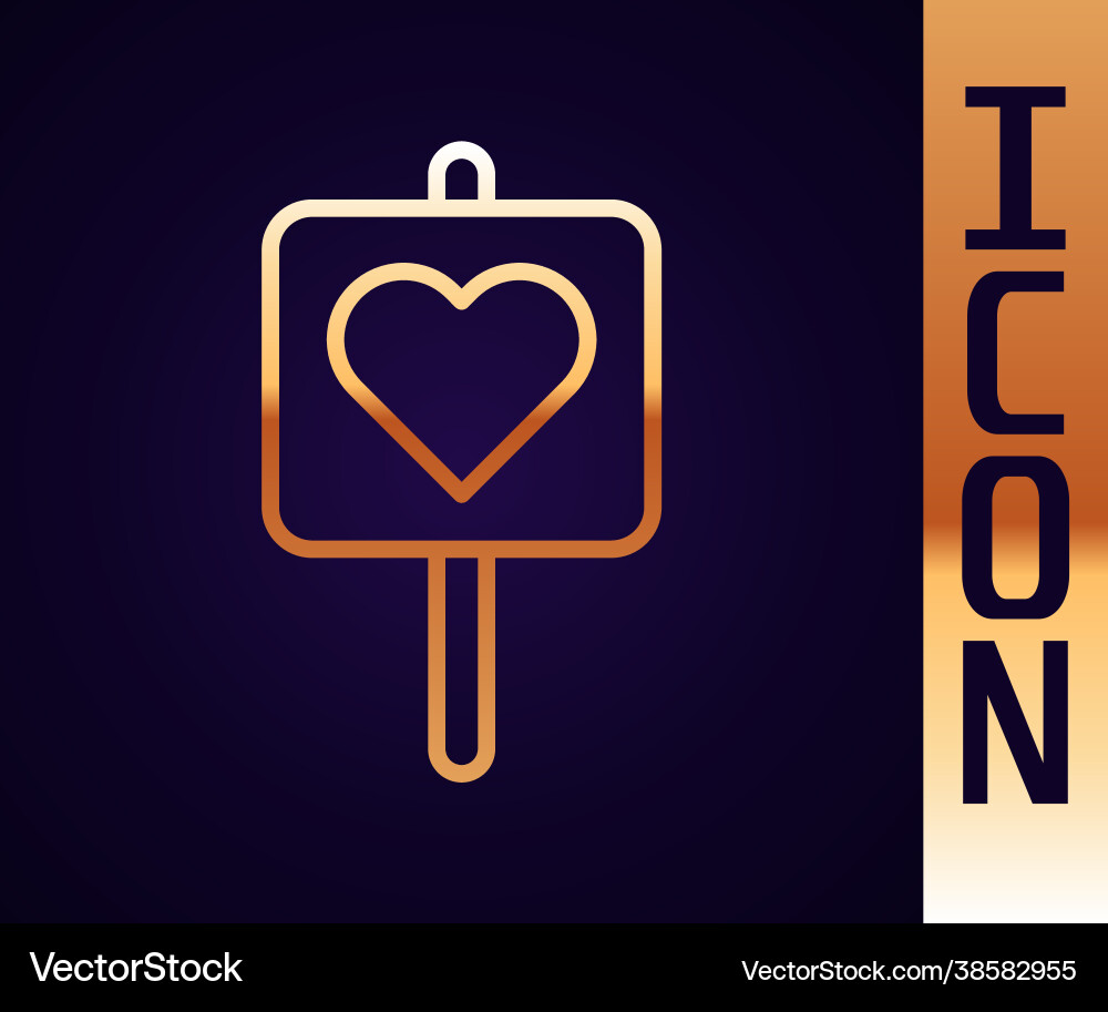 Gold line map pointer with heart icon isolated Gold line map pointer with heart icon isolated vector image