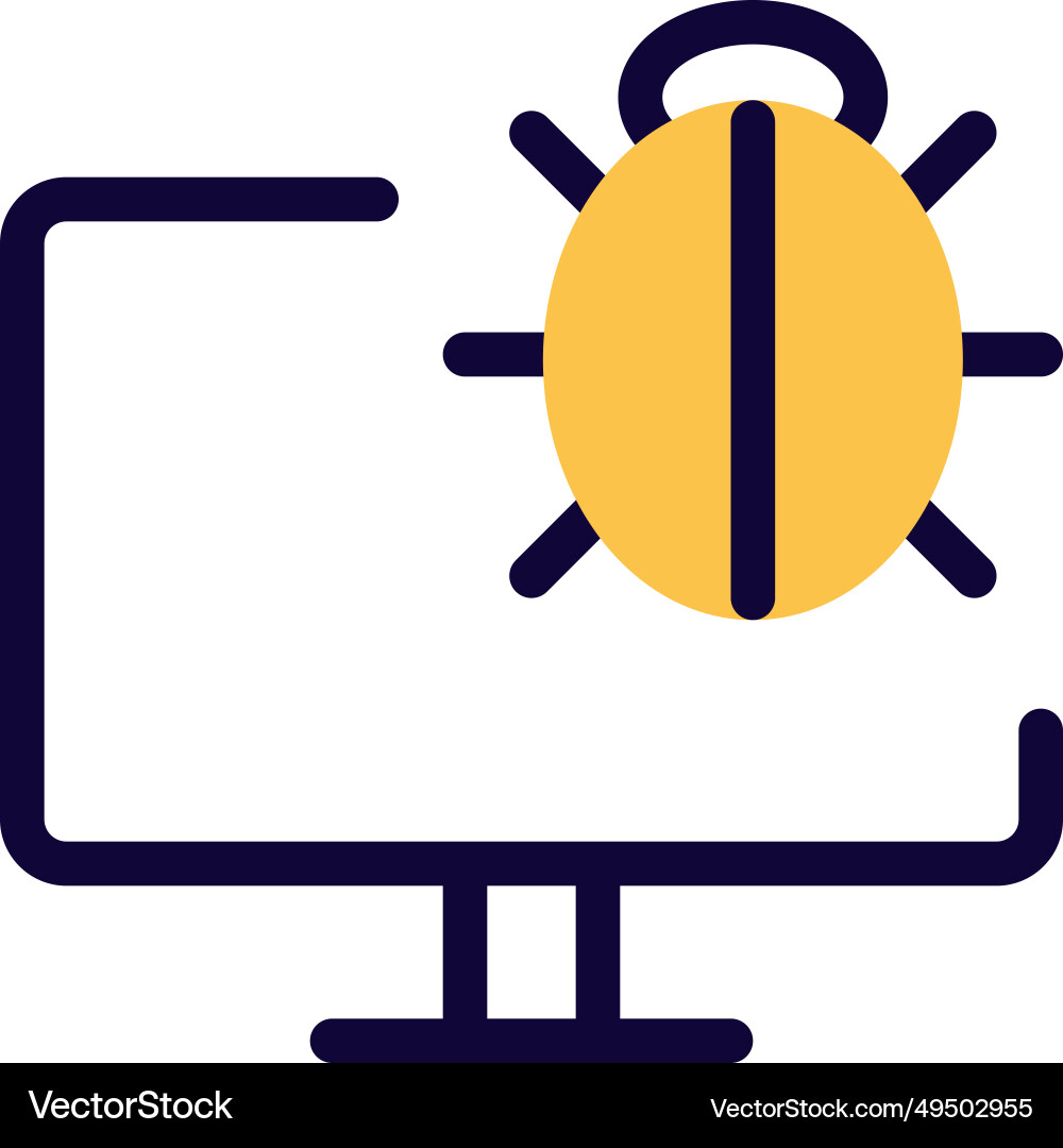 Indicating a software bug on the monitor screen vector image