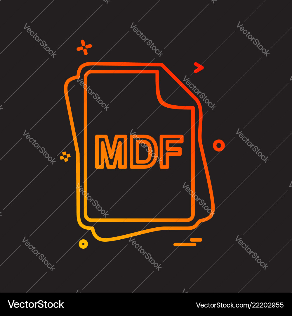 Mdf file type icon design Mdf file type icon design vector image