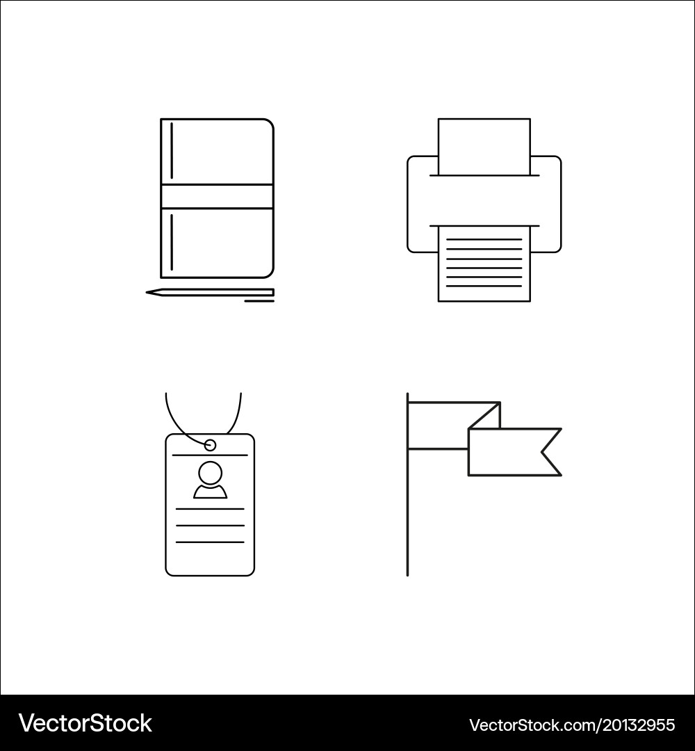 Office simple linear icon setsimple outline icons Vector Image
