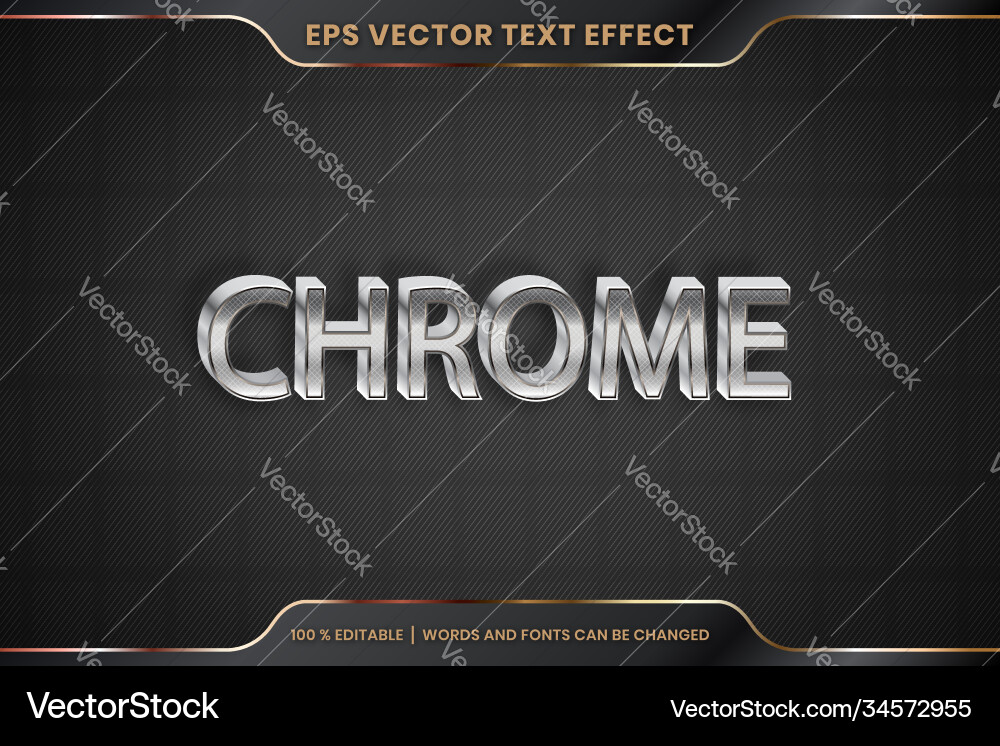 Text effect in 3d chrome words font styles theme Text effect in 3d chrome words font styles theme vector image