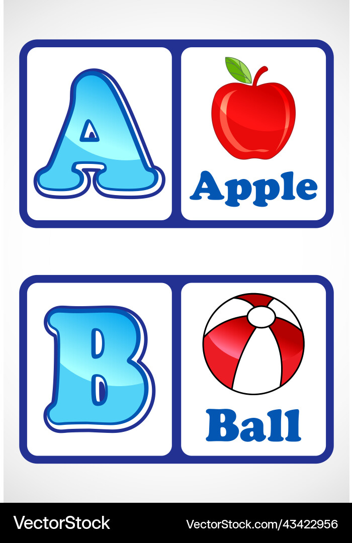 Alphabet flashcards for kids educational Alphabet flashcards for kids educational Vector Image