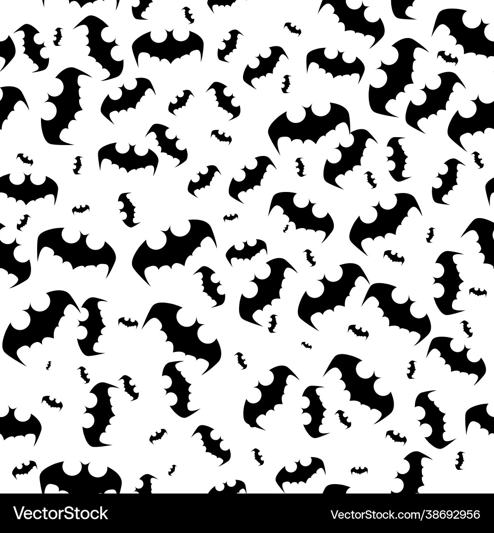 Bats seamless pattern in different sizes for hallo Vector Image