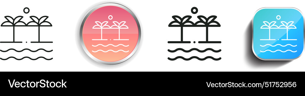 Beach icon thin linear regular and button style vector image