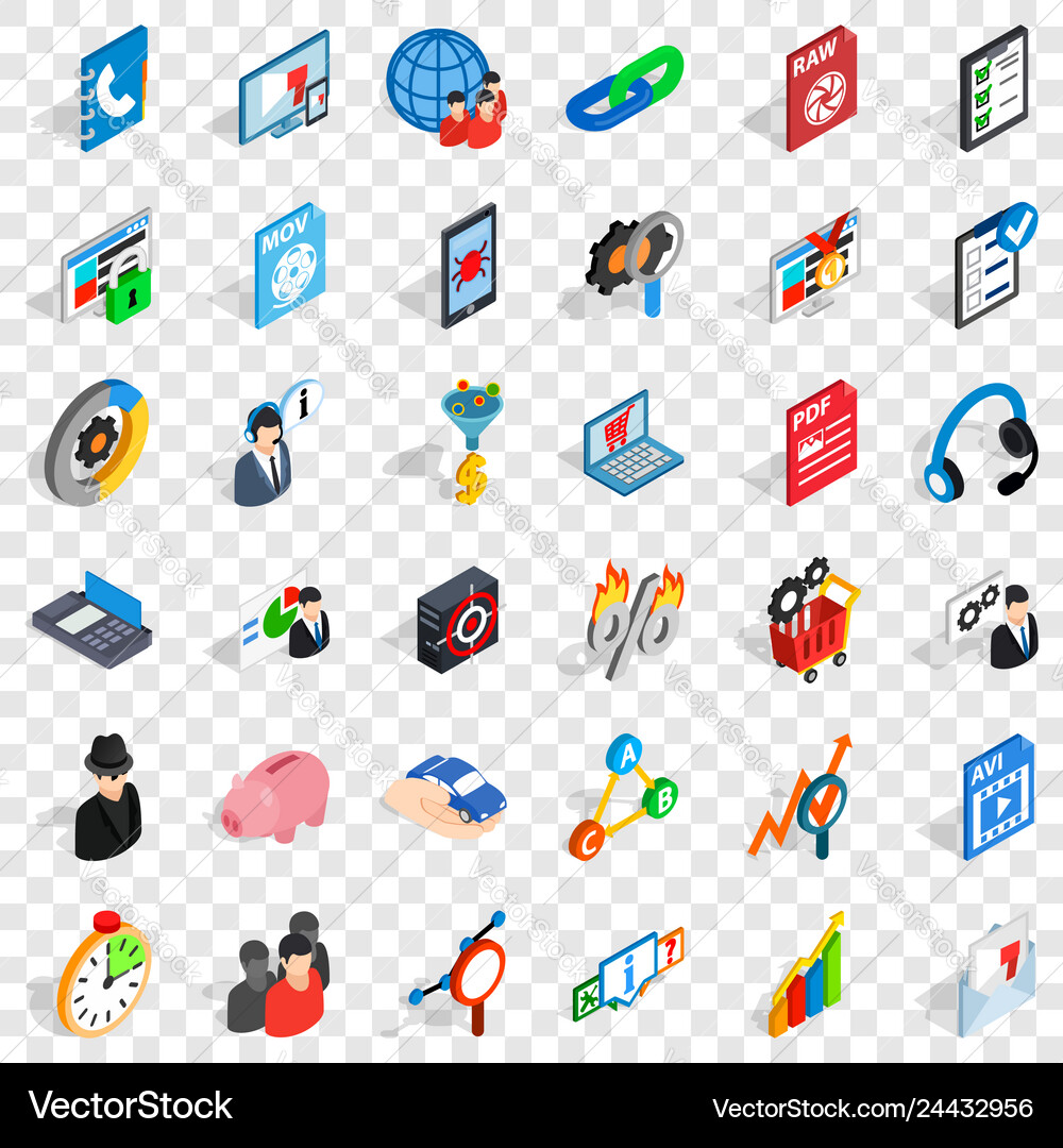 Big database icons set isometric style Big database icons set isometric style vector image