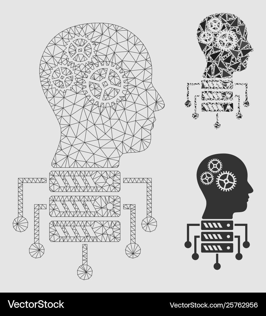 Cyborg server node mesh carcass model Vector Image