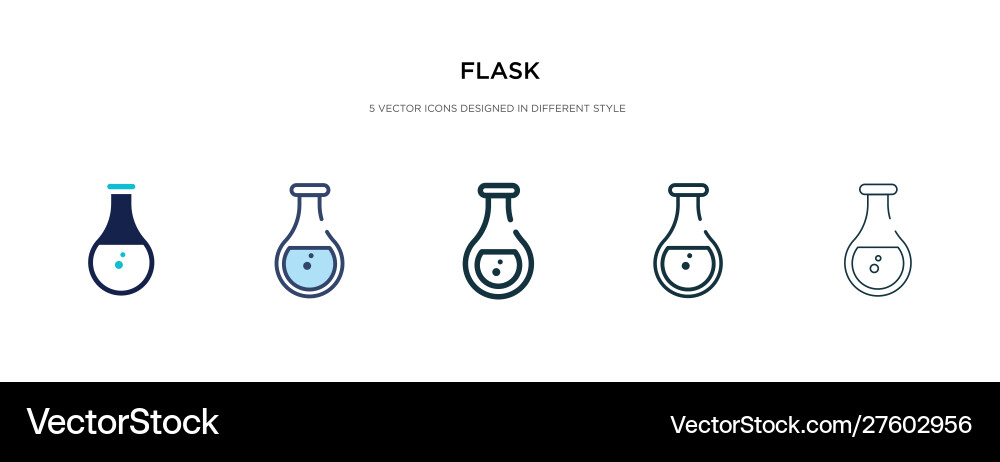 Flask icon in different style two colored Flask icon in different style two colored vector image