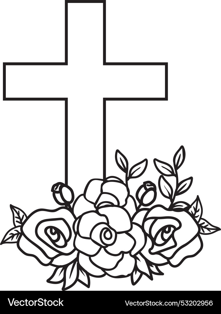 Floral Christian Cross Vector Image