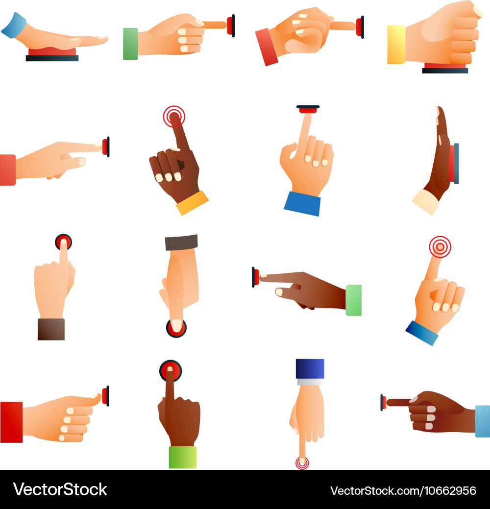 Hands push buttons set vector image