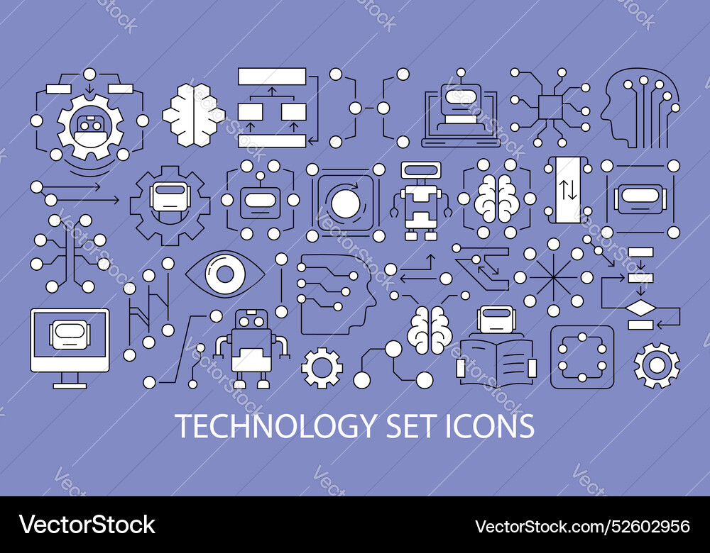 Icons of ai machine learning brain and robot 1 Icons of ai machine learning brain and robot 1 Vector Image