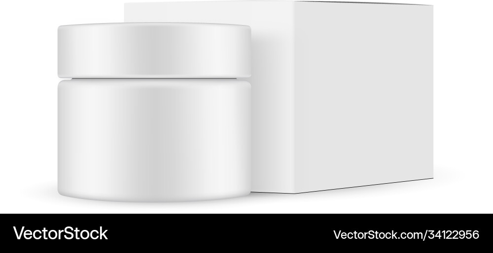Jar and square box mockup with side view Jar and square box mockup with side view vector image