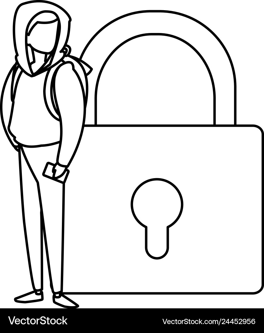 Man with safe secure padlock Man with safe secure padlock vector image
