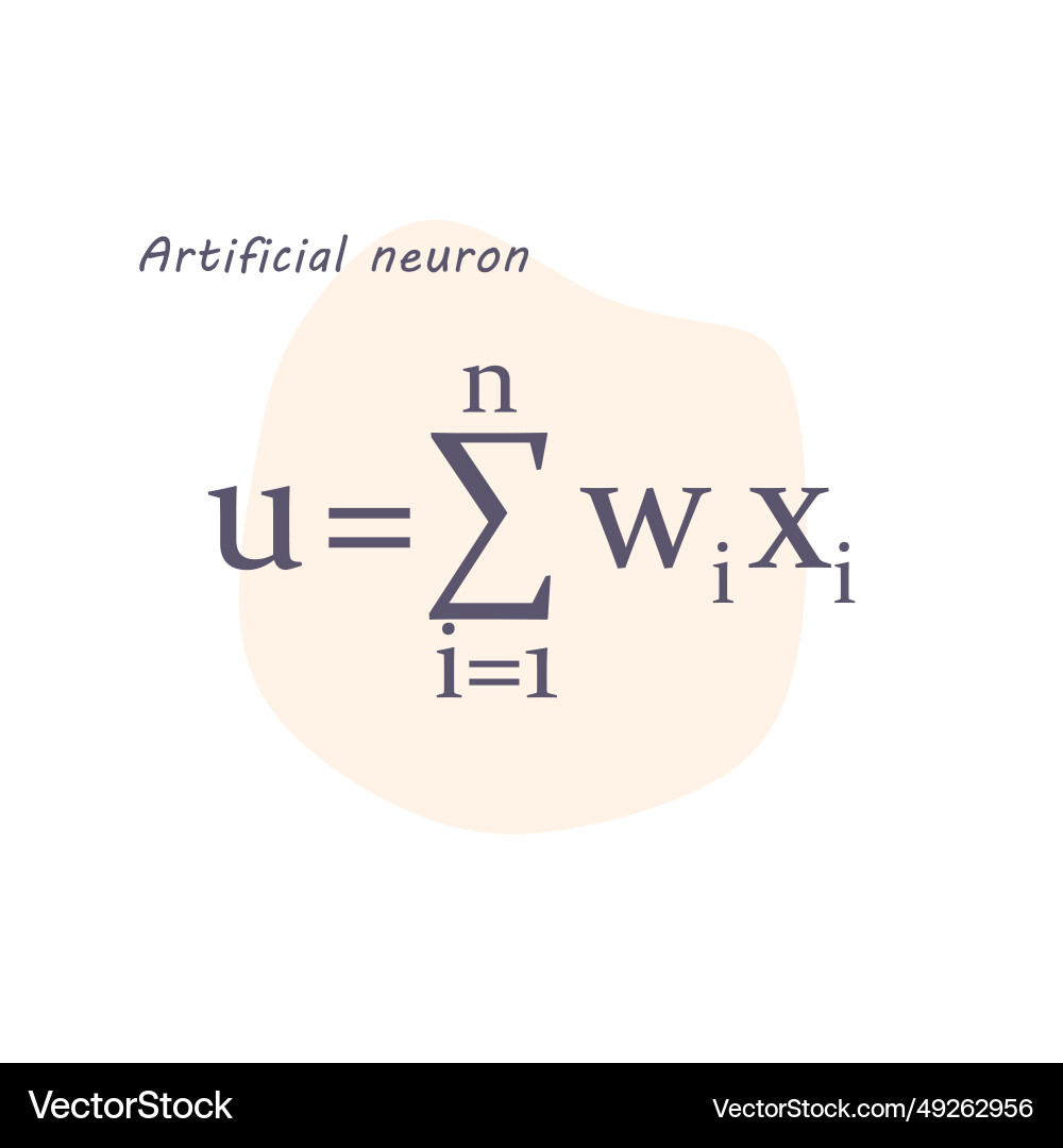 Mathematical formula of the artificial neuron Mathematical formula of the artificial neuron vector image