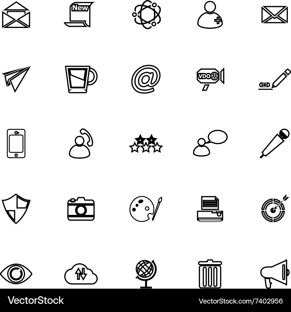Message and email line icons on white background vector image