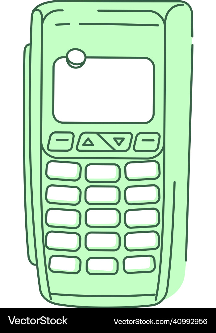 Nfc device payment terminal green linear object Nfc device payment terminal green linear object vector image