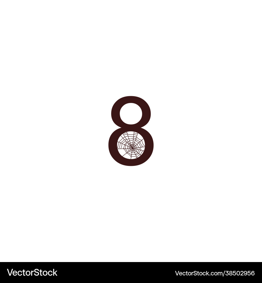 Number 8 with spider web icon design template Vector Image