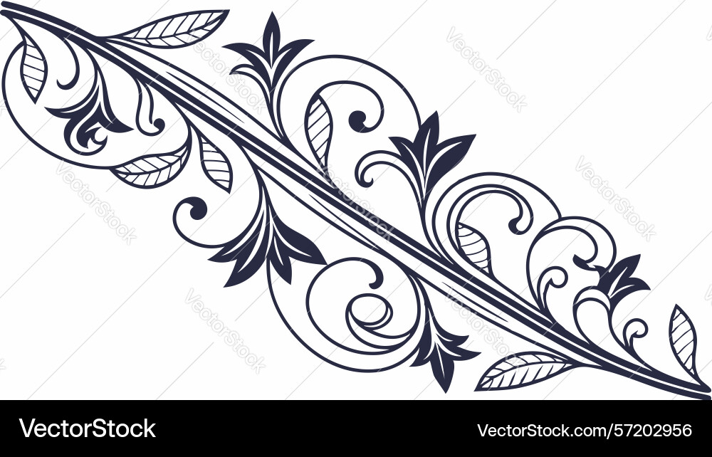 Ornate leaf scroll design element for wrought Vector Image