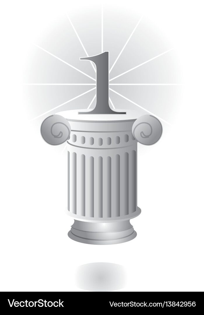Pedestal with column and number one Pedestal with column and number one Vector Image