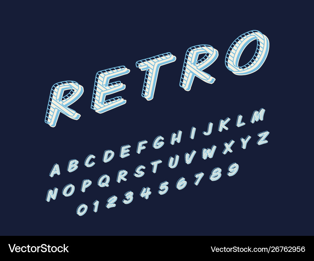 Retro font and alphabet stock vector image