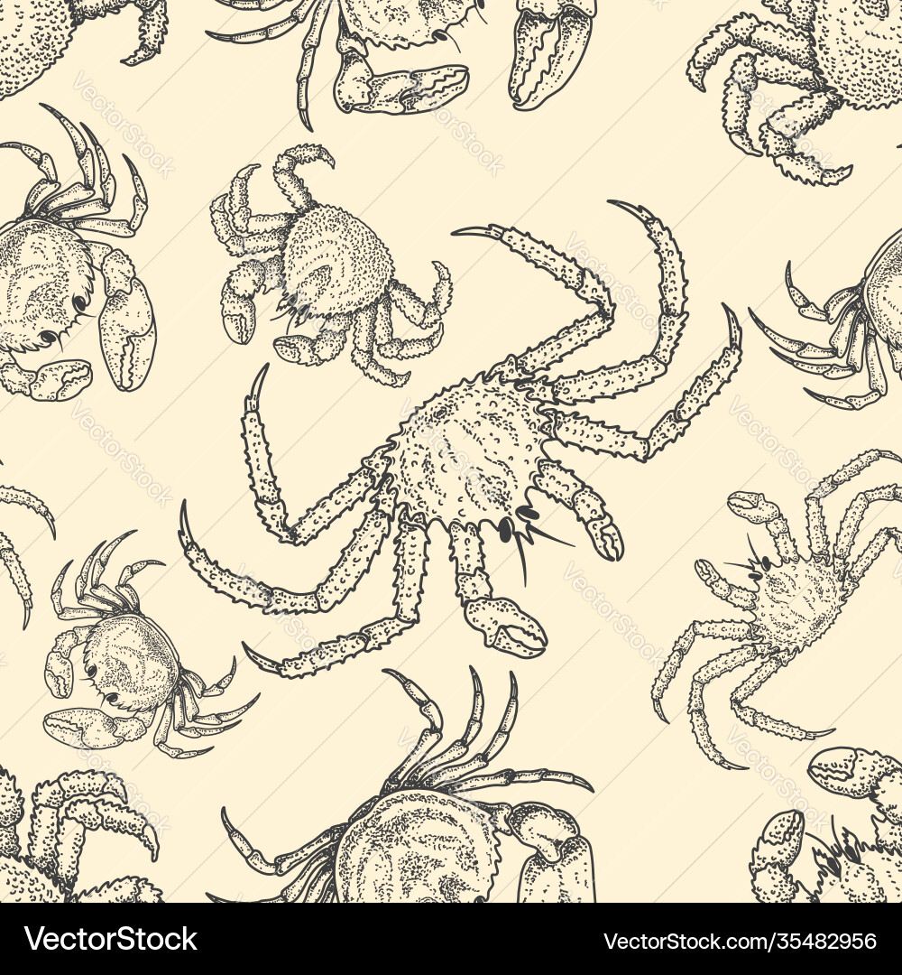 Seamless pattern with crabs design element vector image