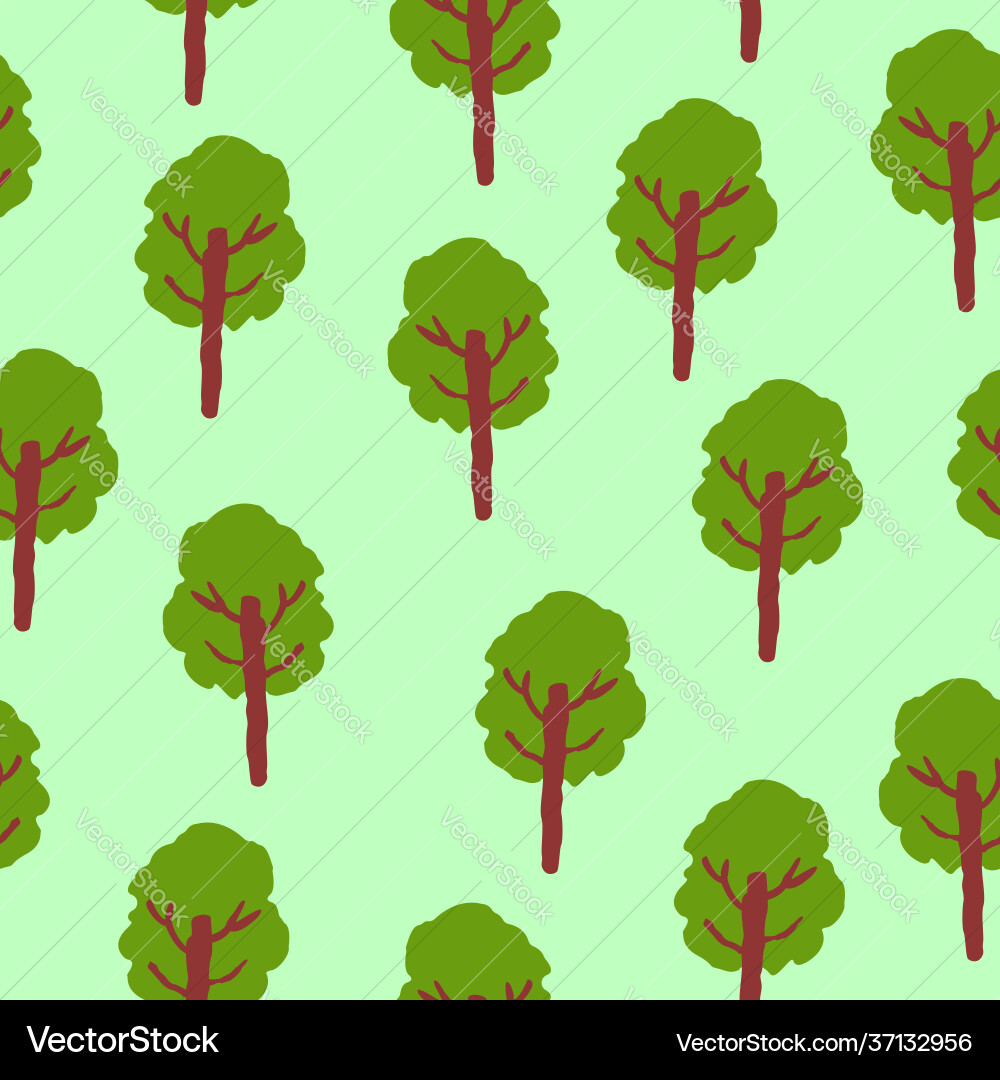 Seamless pattern with green deciduous trees Seamless pattern with green deciduous trees vector image