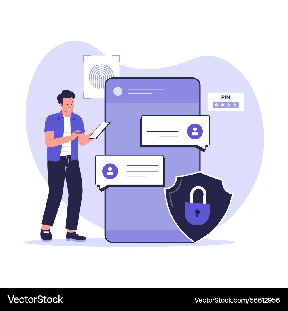 Secure online messaging with encryption and user Secure online messaging with encryption and user vector image