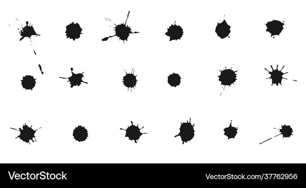 Set ink splashes and drops collection Vector Image