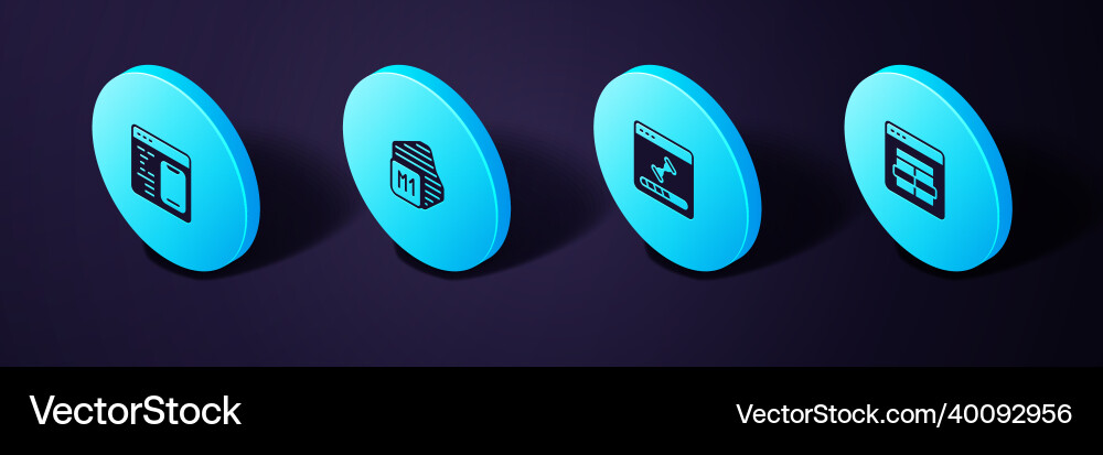 Set isometric mysql code loading data window vector image