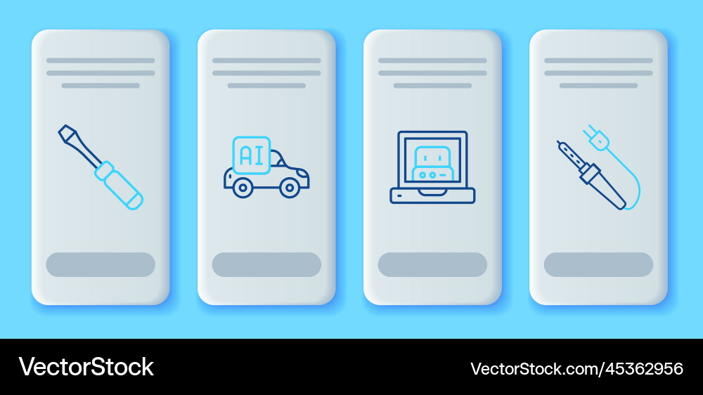 Set line autonomous smart car creating robot Vector Image