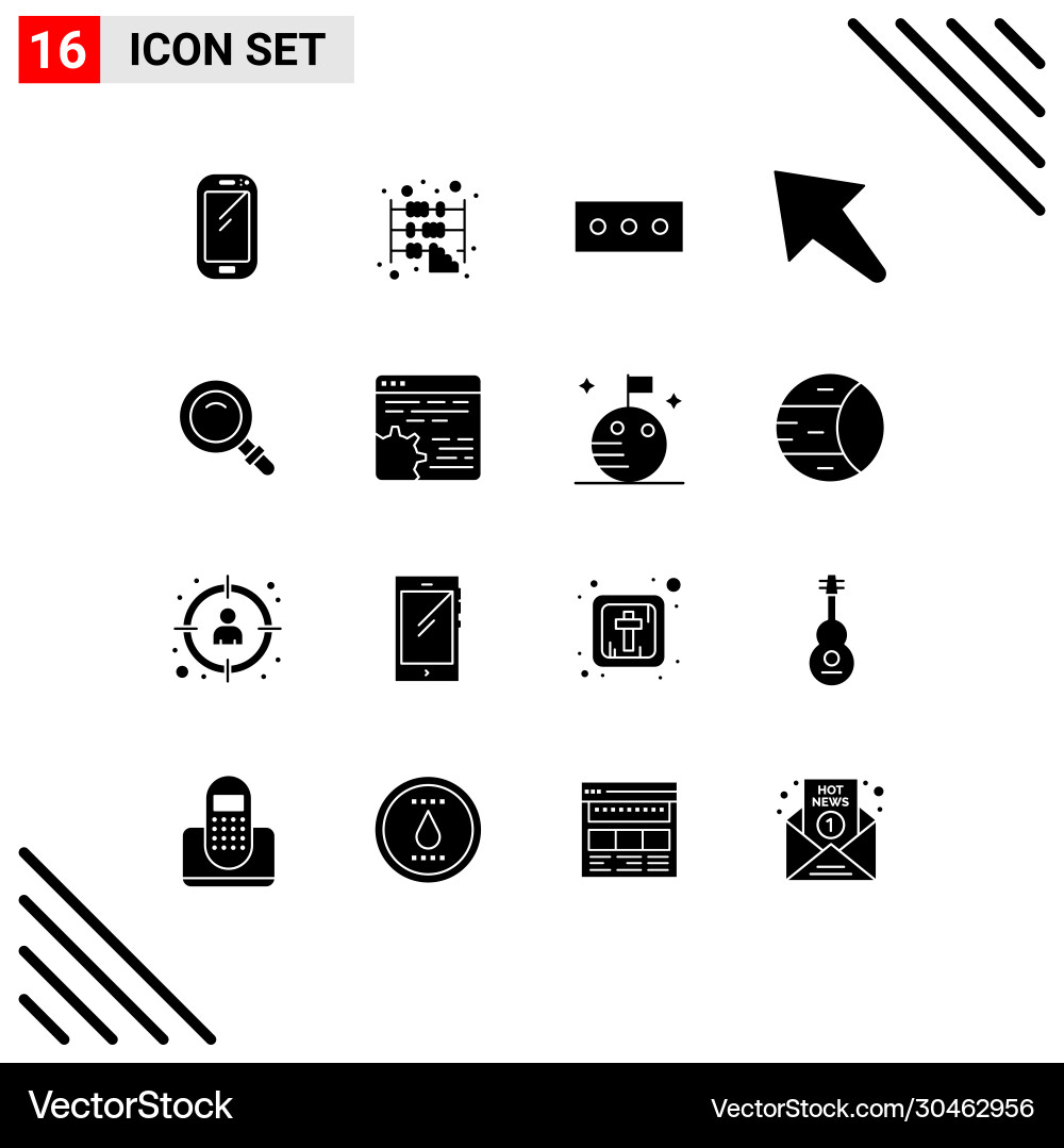 User interface pack 16 basic solid glyphs Vector Image