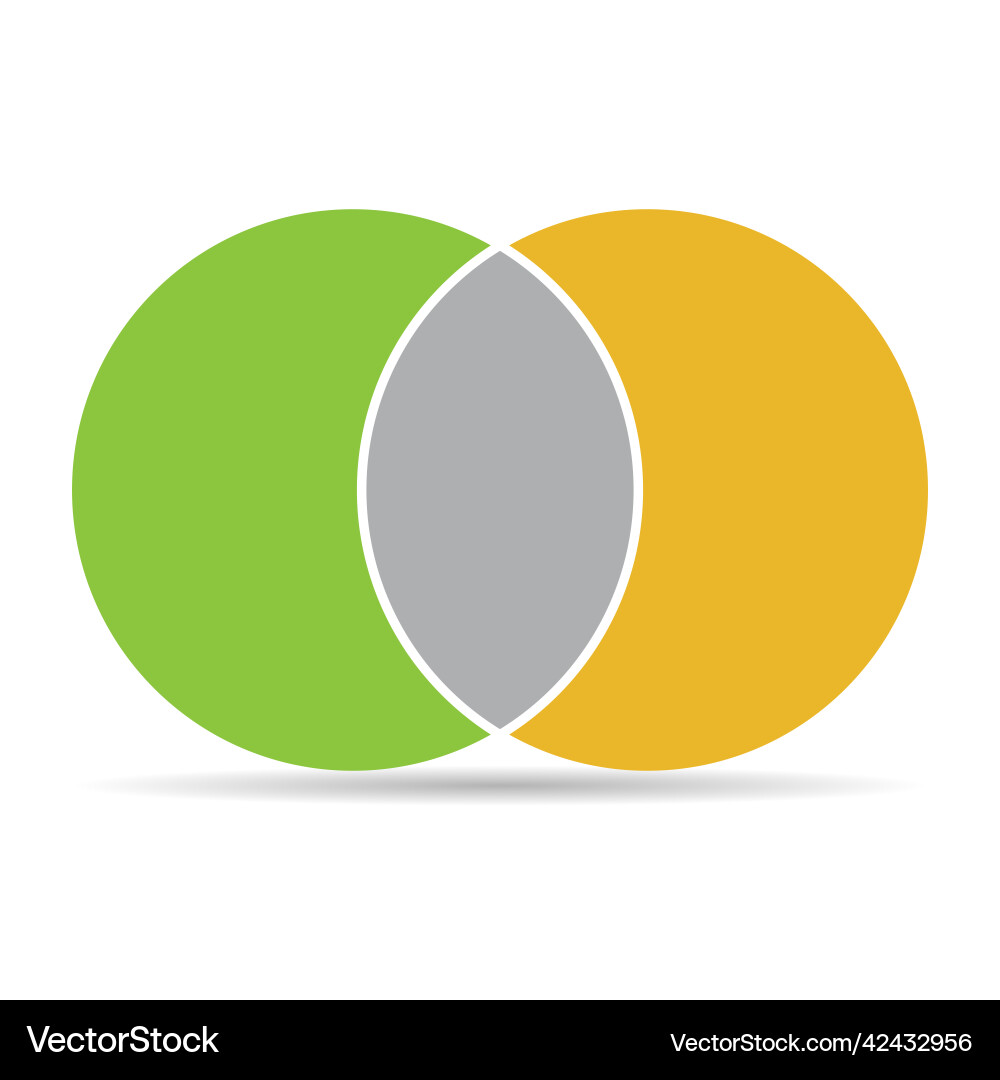 Venn diagram maths with shadow negative space Vector Image