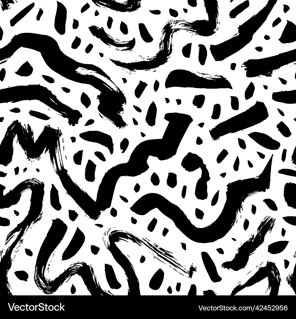Wavy and swirled brush lines seamless pattern Wavy and swirled brush lines seamless pattern vector image