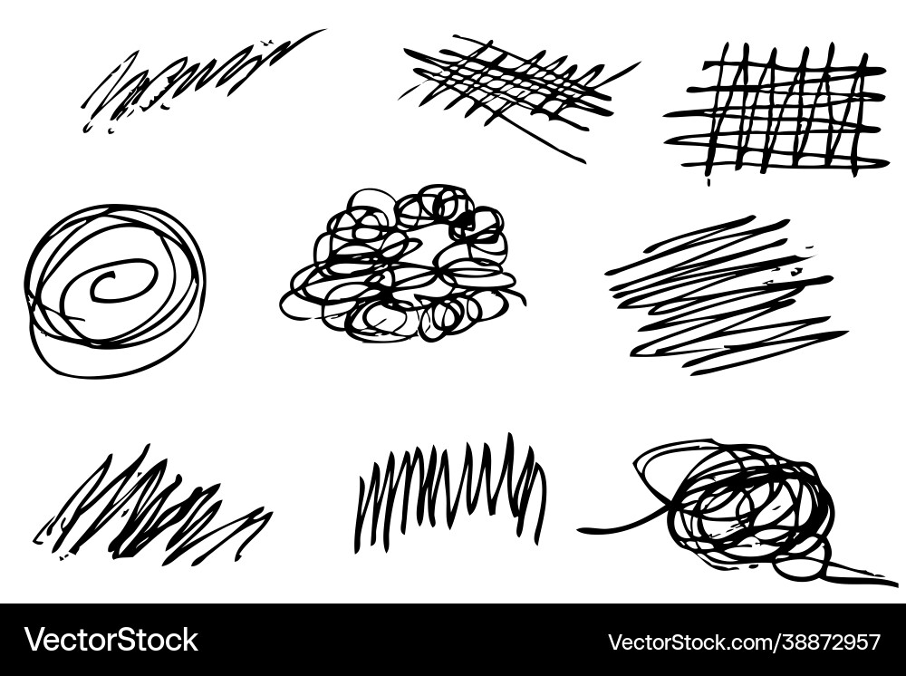 6 scribble line abstract shape hand draw sketch 6 scribble line abstract shape hand draw sketch Vector Image
