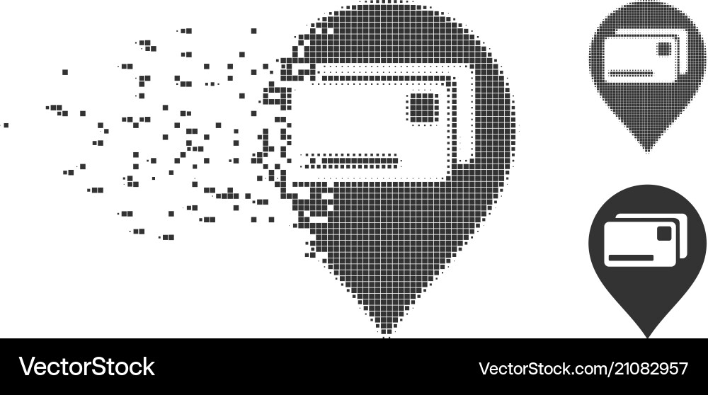 Bank cards pointer fragmented pixel halftone icon Bank cards pointer fragmented pixel halftone icon vector image