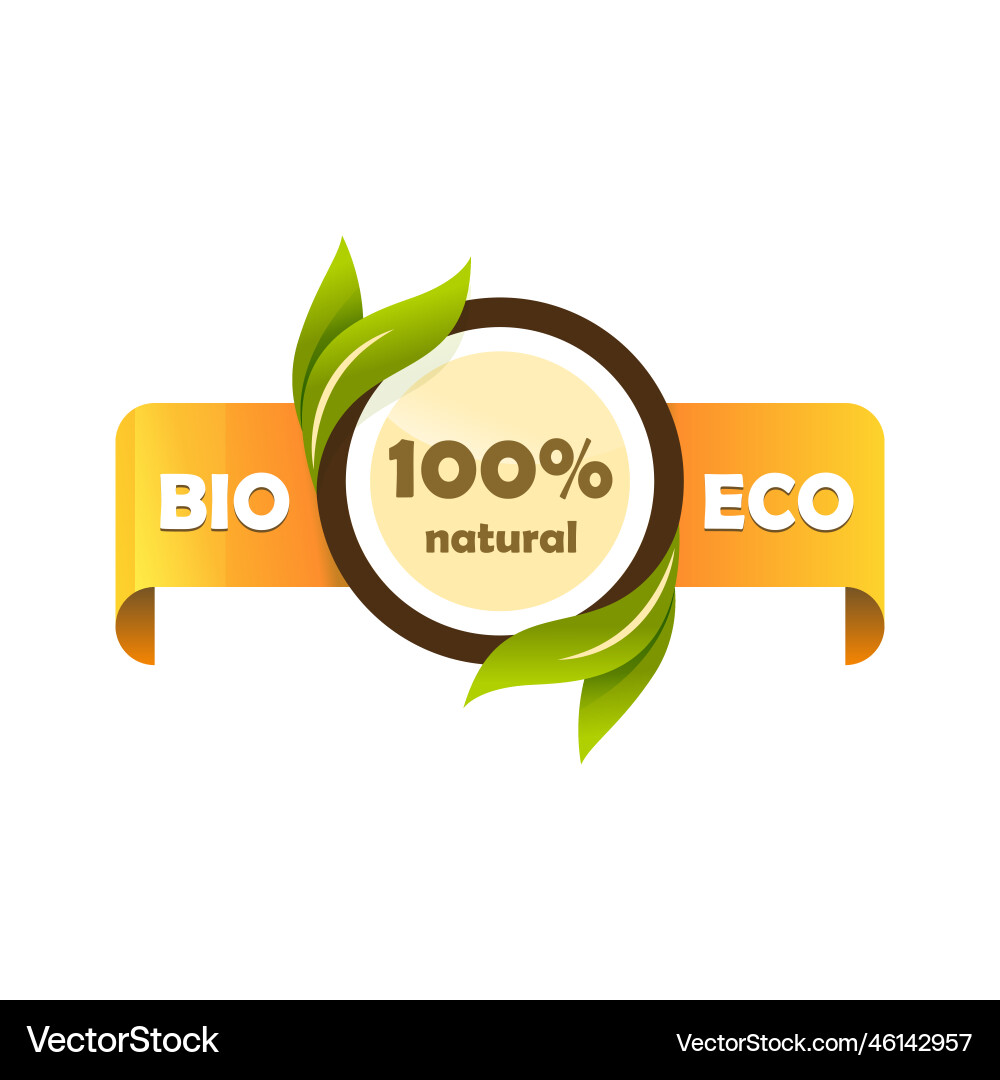 Bio or eco sticker food drink Royalty Free Vector Image