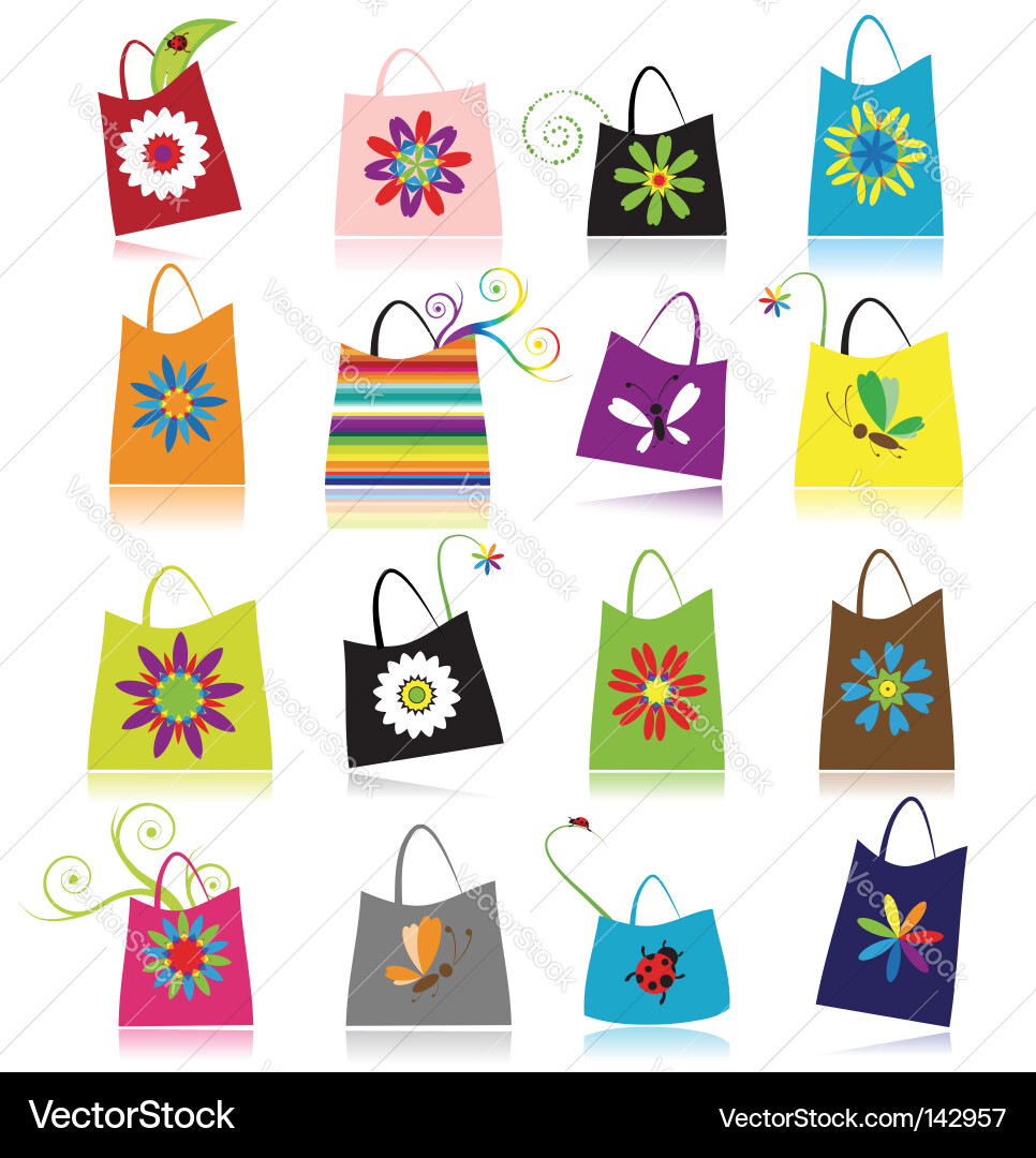 Colorful Shopping Bags Collection Vector Image