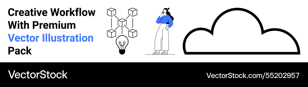 Conceptual workflow and cloud connection Conceptual workflow and cloud connection vector image
