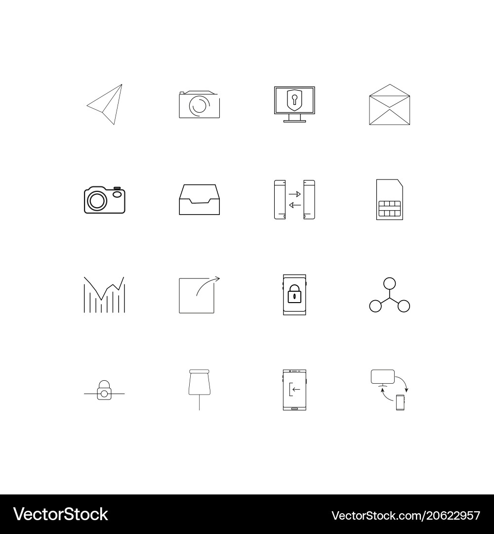 Devices simple linear icons set outlined vector image