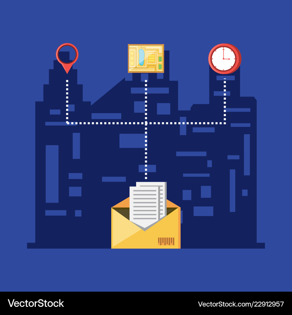 Envelope delivery logistic service with set icons Envelope delivery logistic service with set icons Vector Image