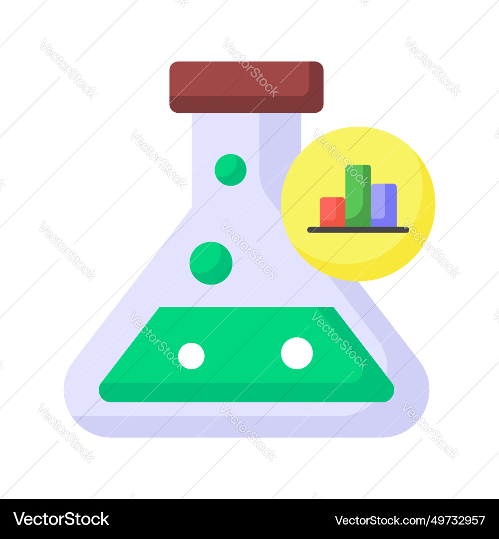 Flask with data chart denoting market vector image