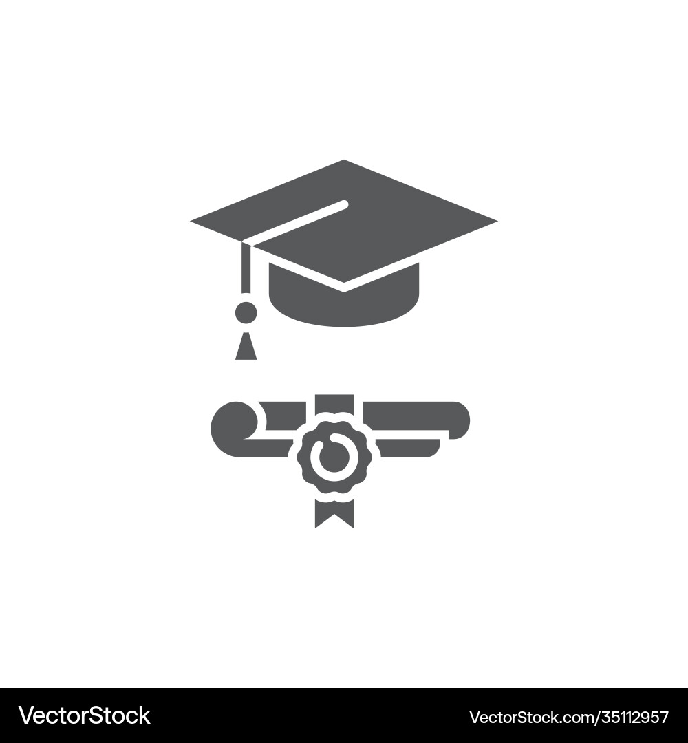 Graduation hat and diploma icon color line Vector Image