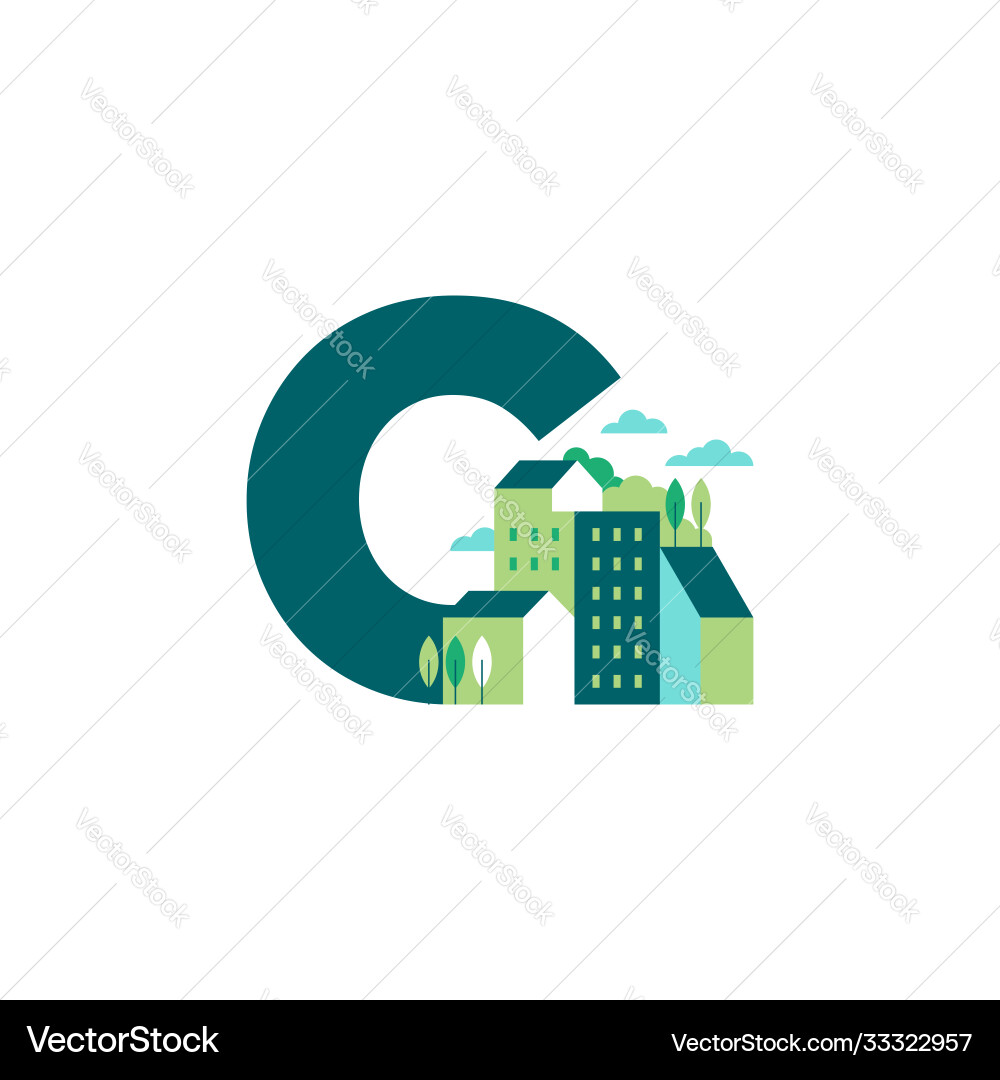 Modern initial c building Vector Image