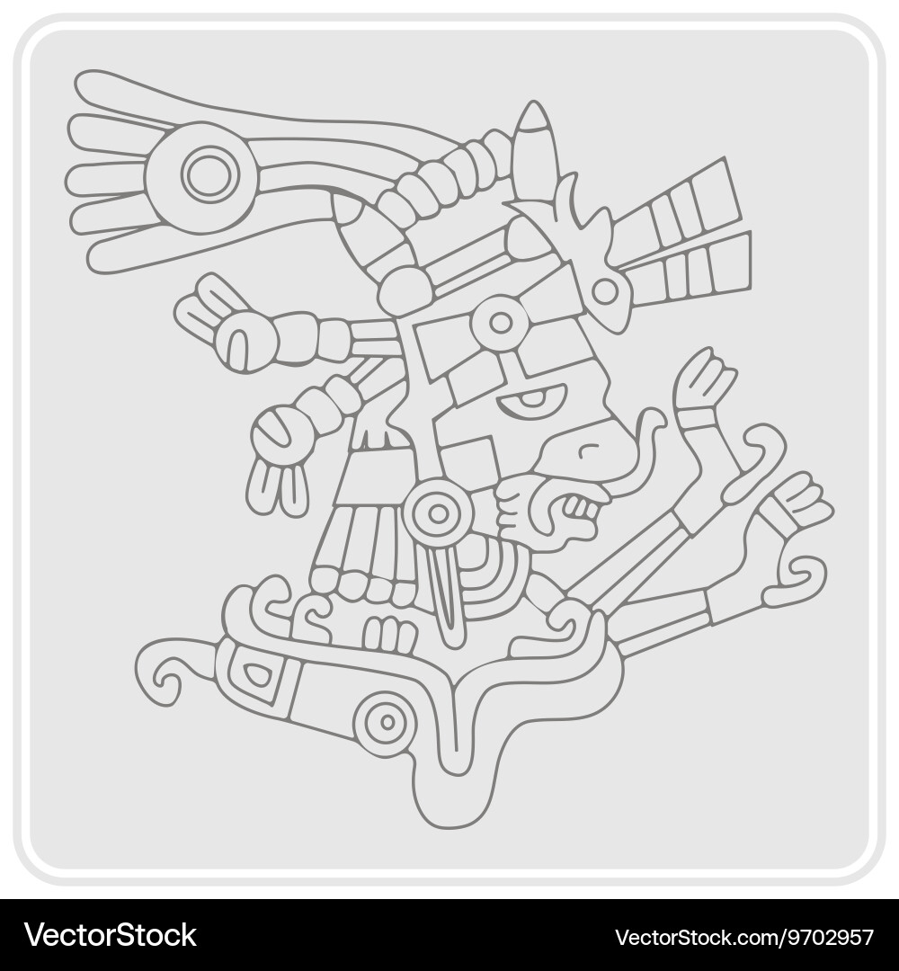 Monochrome icon with symbols from aztec codices Vector Image