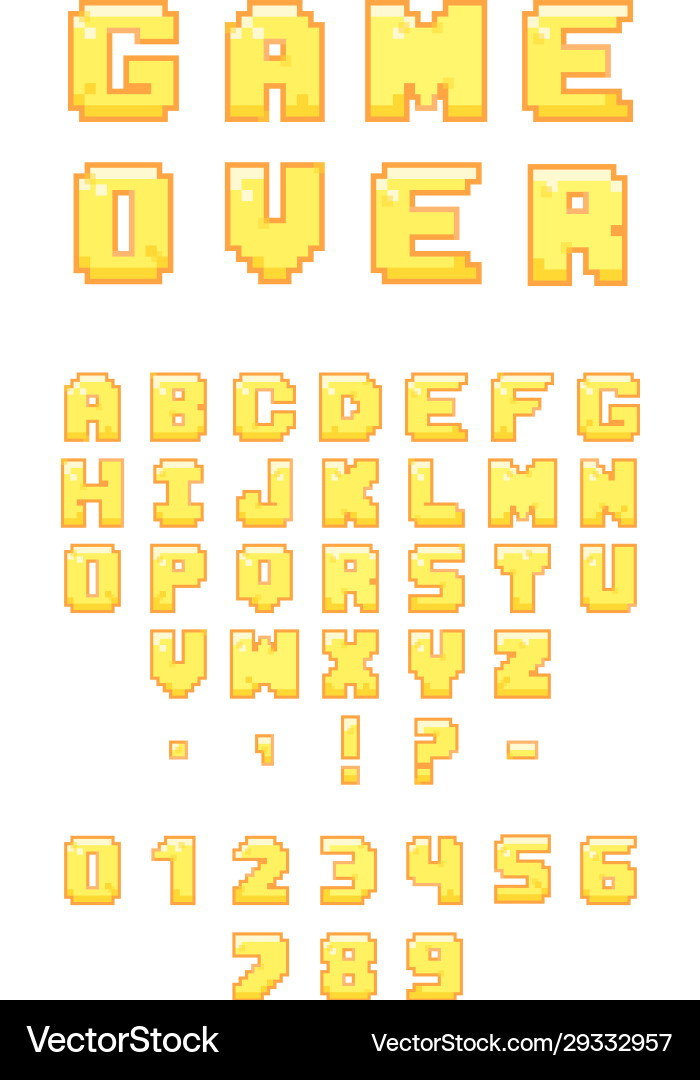 Pixel Game Over Font Vector Image